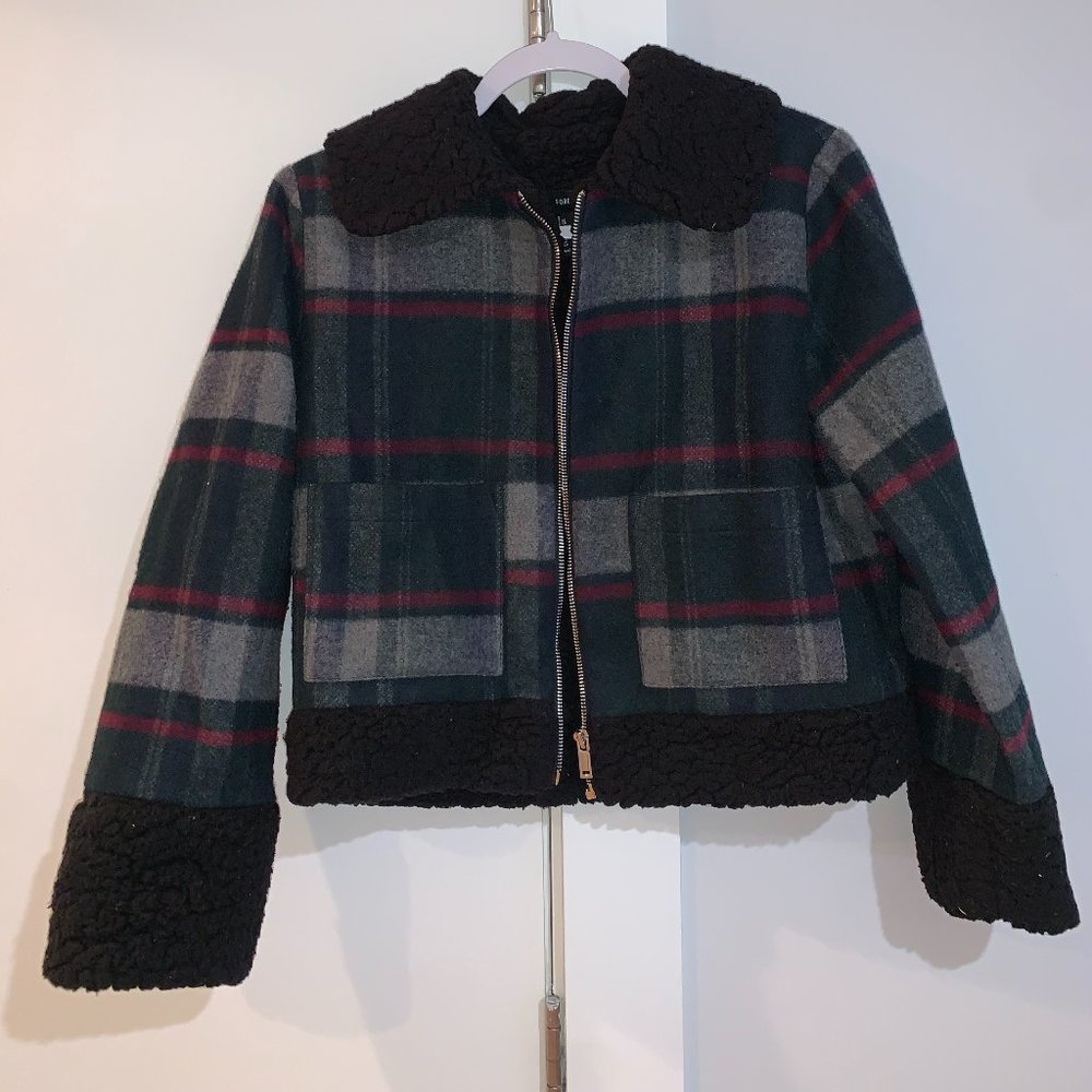 Plaid Fuzzy Lined Coat